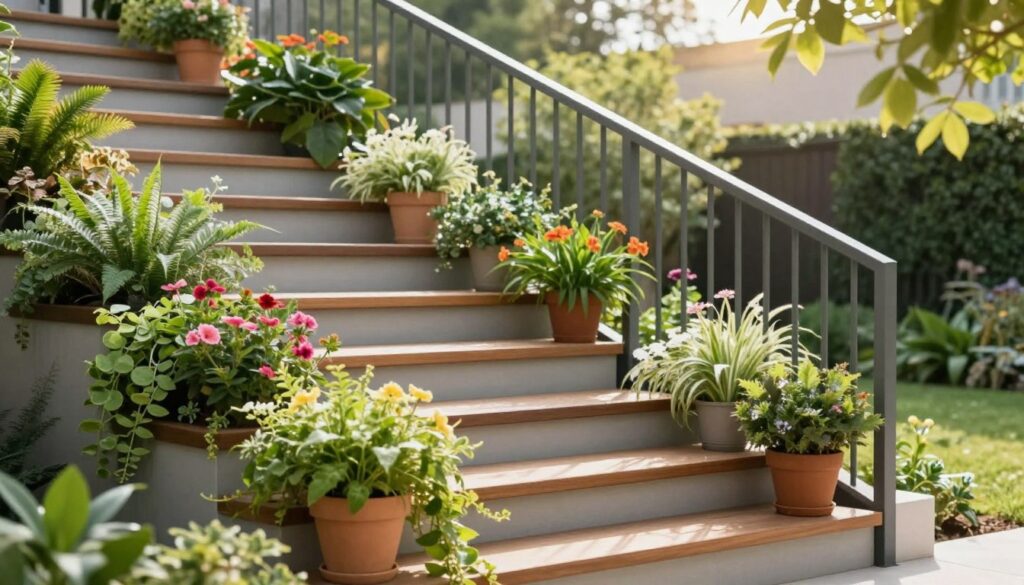 Außentreppe modernisieren mit Pflanzen