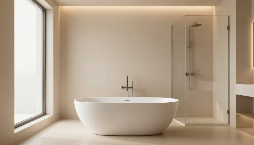 Badezimmer ohne Fugen in Beige