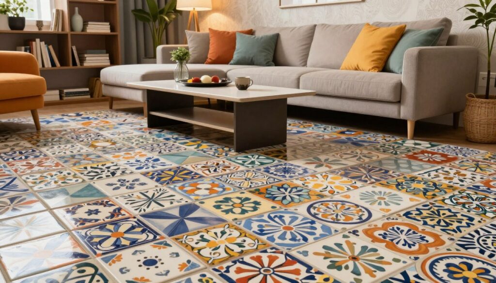 Bunte Wohnzimmerfliesen