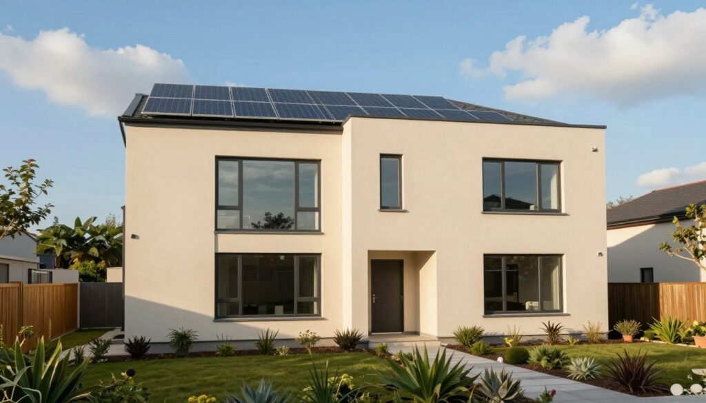 Energieeffizienz mit beige Fassade