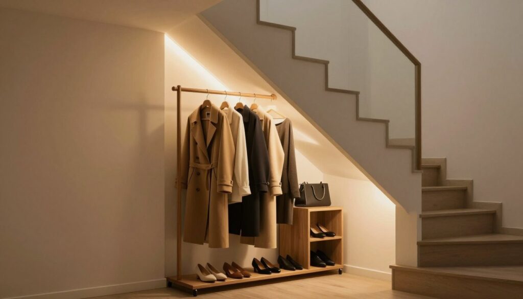 Garderobe unter der Treppe Beleuchtung