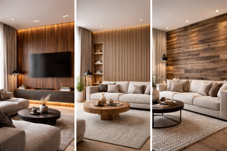 Holzpaneele für die Wand im Wohnzimmer