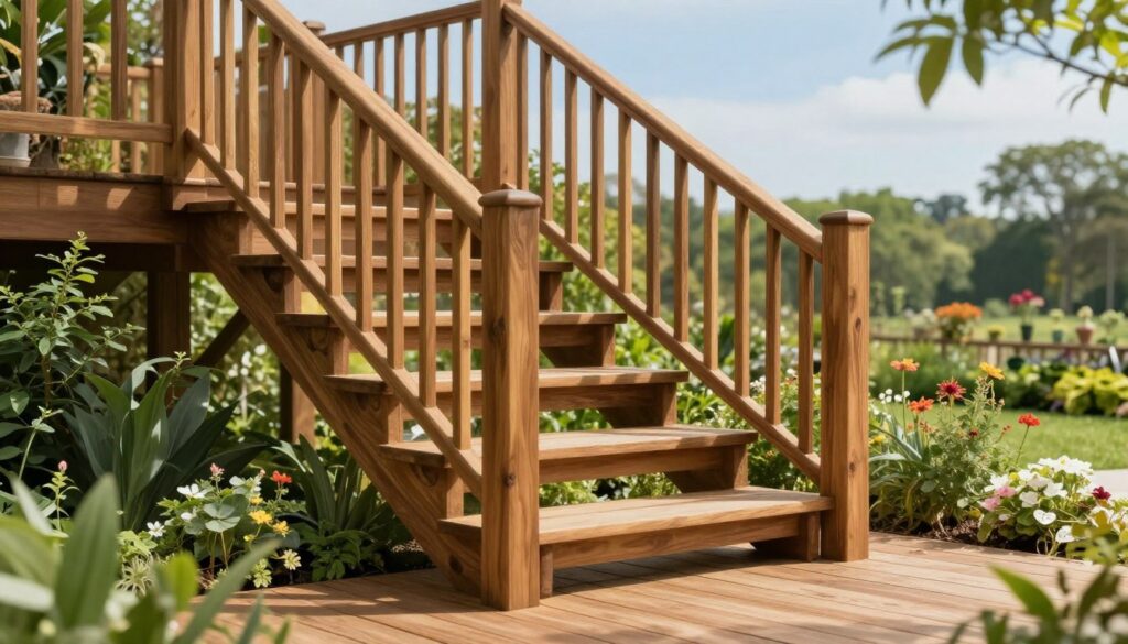 Nachhaltige Terrassen Treppe aus Holz