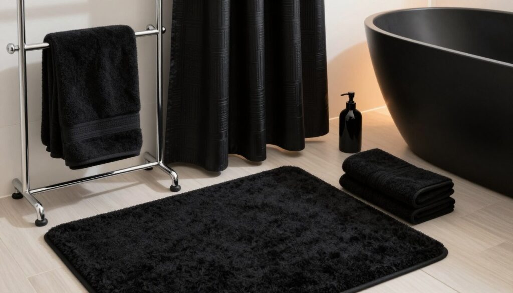 Schwarze Badezimmers Textilen