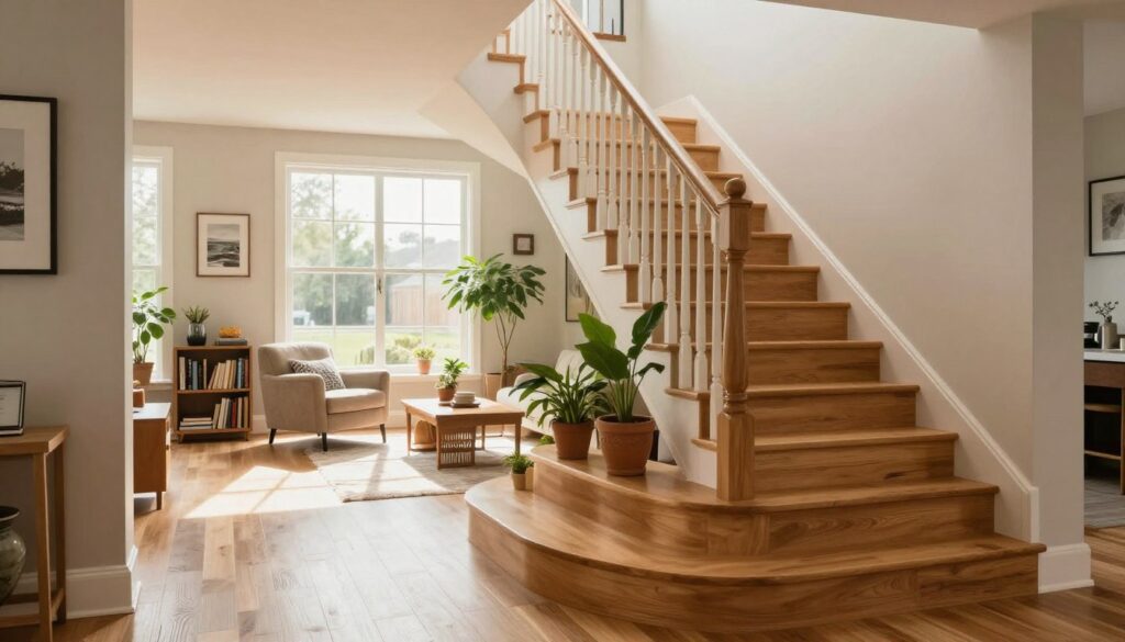 Treppe mit Podest im Wohnraum