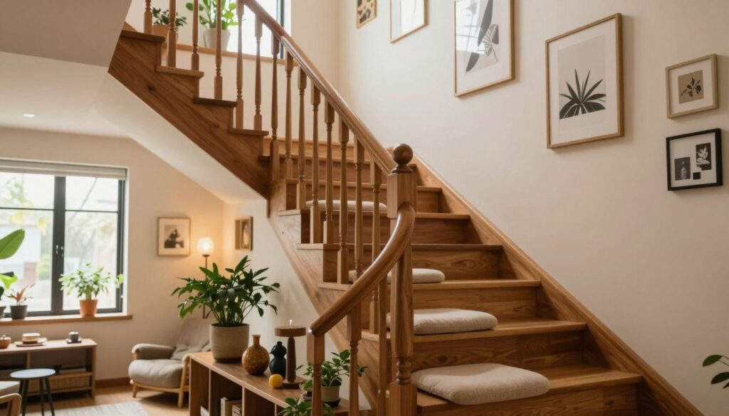 Treppen Dekoration mit Holzelementen