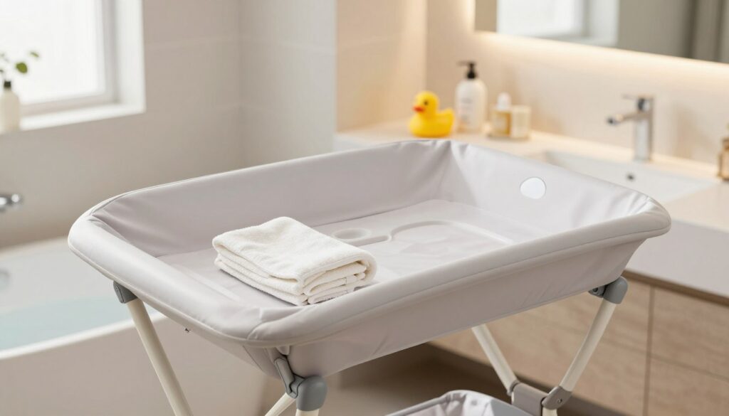 Wickeltisch mit Badeeinsatz Sicherheit