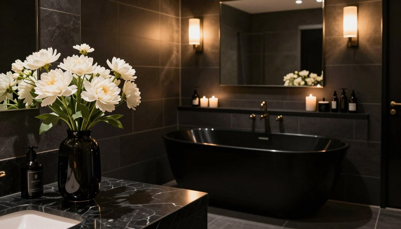 badezimmer deko schwarz