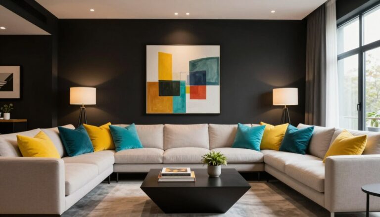 schwarze wand wohnzimmer