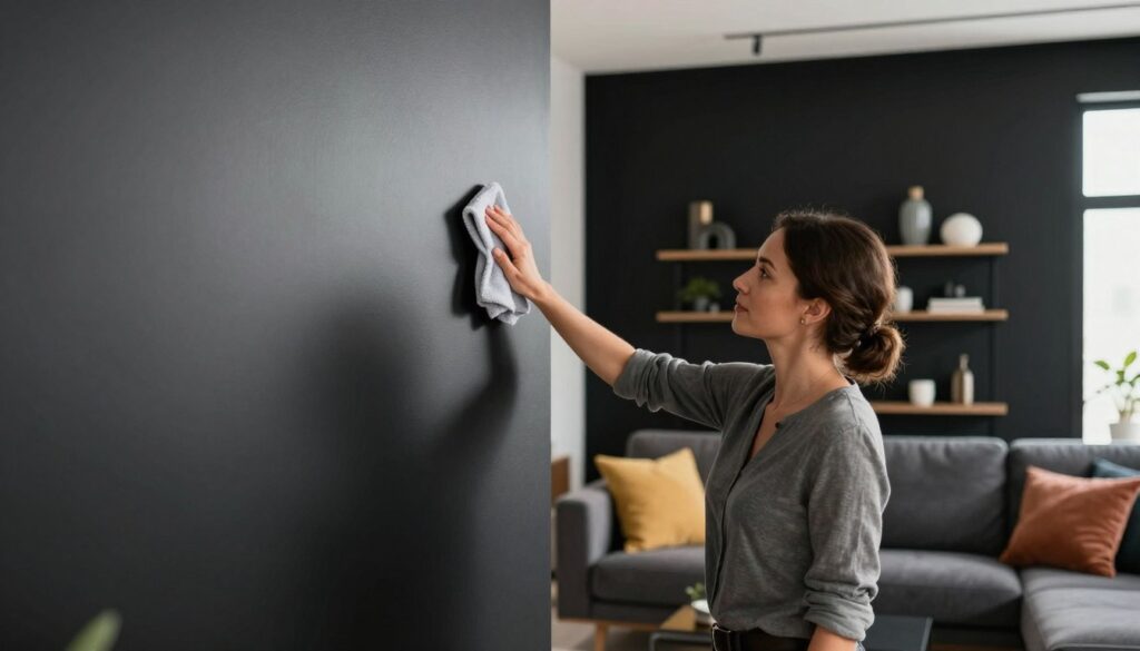 schwarze wand wohnzimmer reinigung