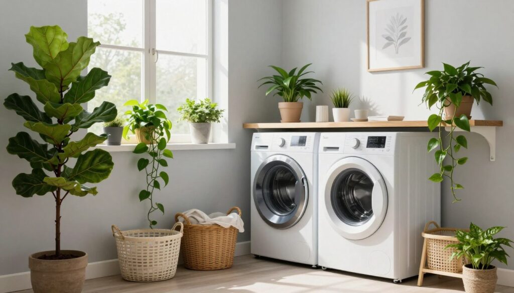 Dekorative Pflanzen im Waschraum