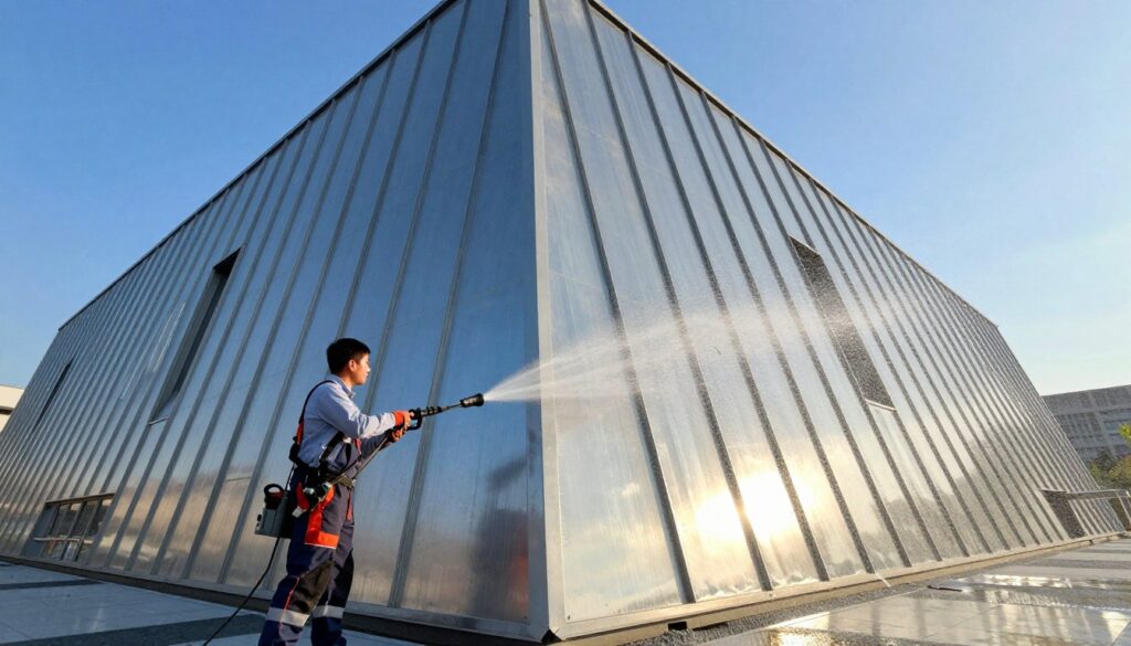 Trapezblech Fassade reinigen