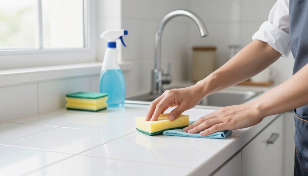 Weiße Fliesen Reinigung