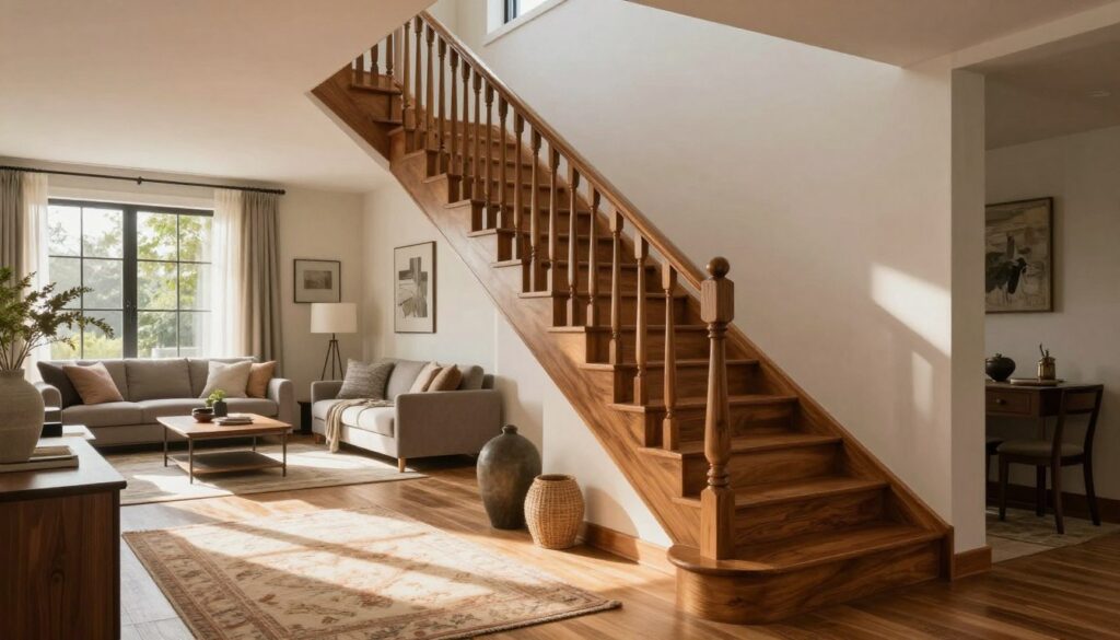 Wohnraumgestaltung mit klassischer Treppe