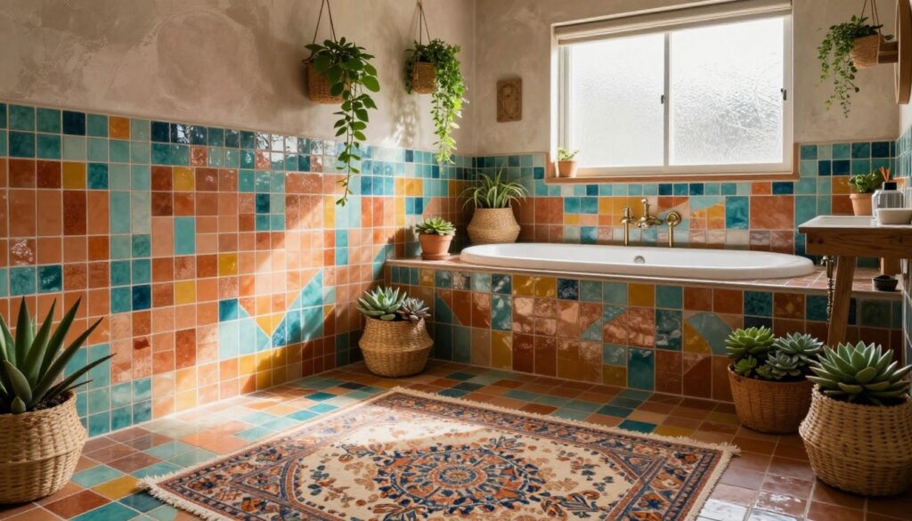 boho badezimmer fliesen