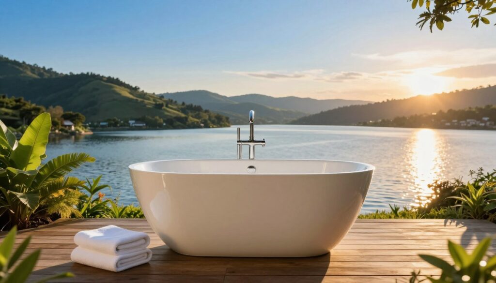 freistehende badewanne mit aussicht