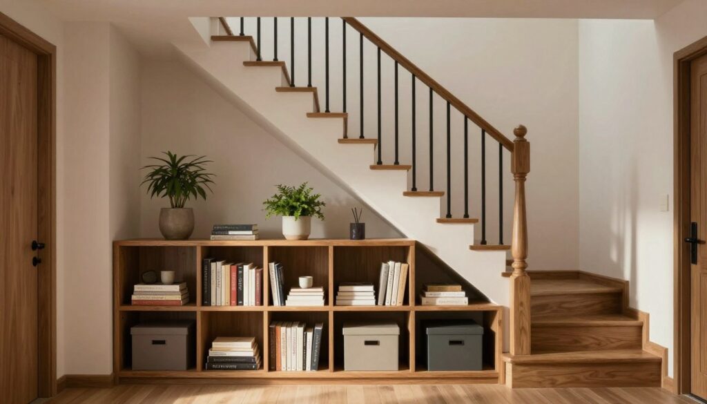 regal unter offener treppe