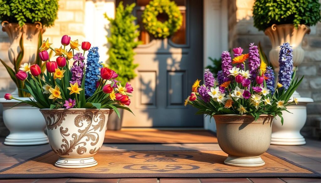 Dekorative Blumentöpfe für den Hauseingang Dekorative Blumentöpfe für den Hauseingang