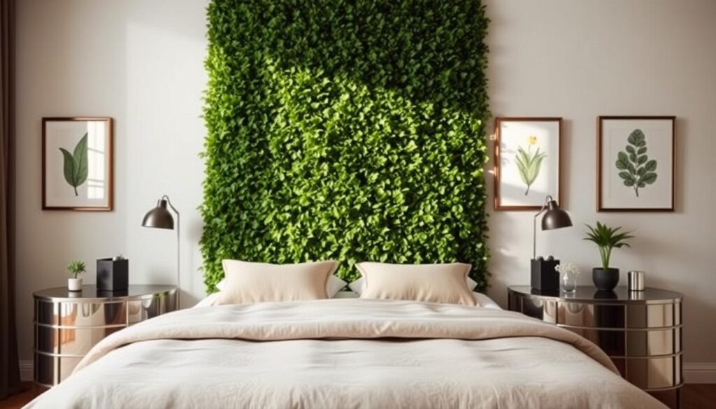 Grüne Wand im Schlafzimmer