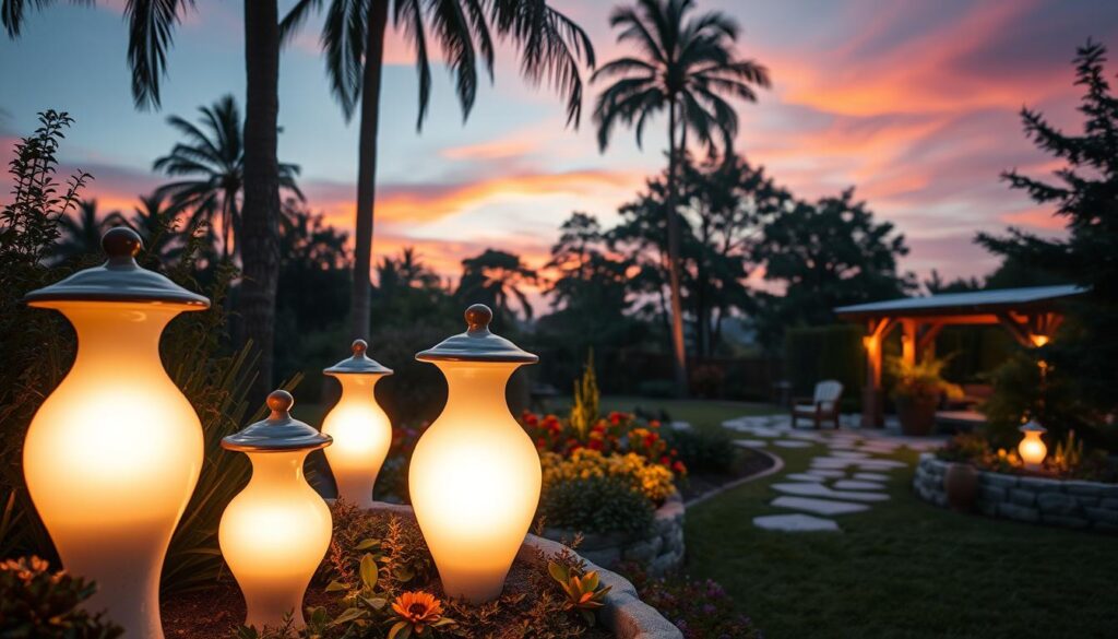 Keramiklampen im Garten