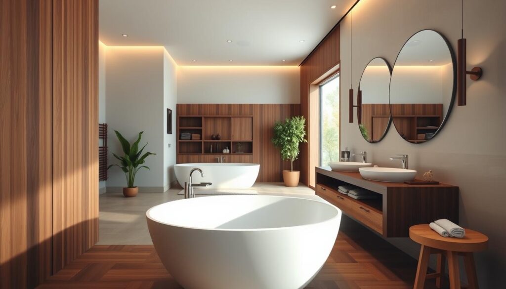 Modernes Badezimmer mit Holzelementen Modernes Badezimmer mit Holzelementen