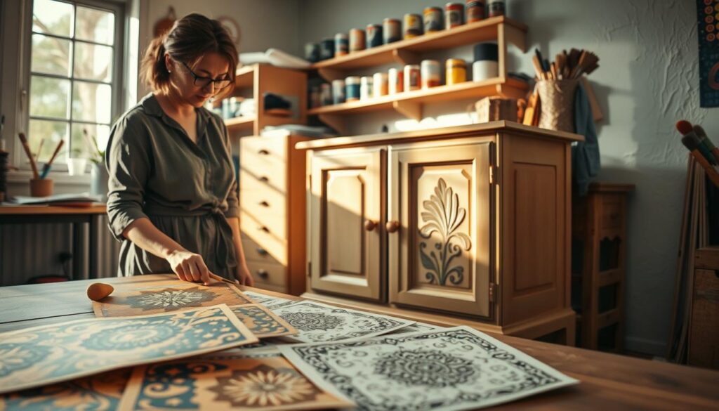 Scharänke streichen mit Schablonen