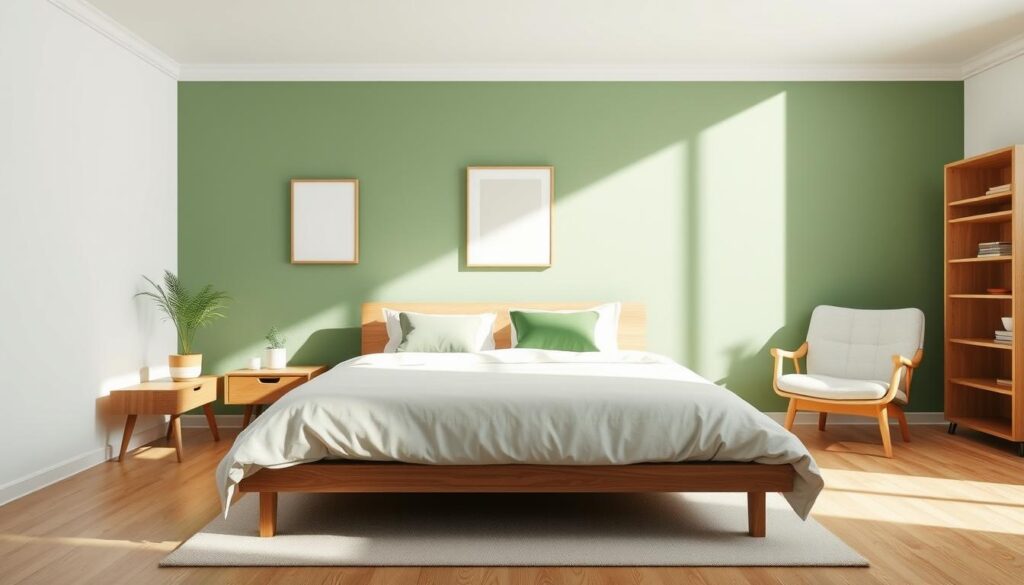 grüne Wandgestaltung im skandinavischen Stil