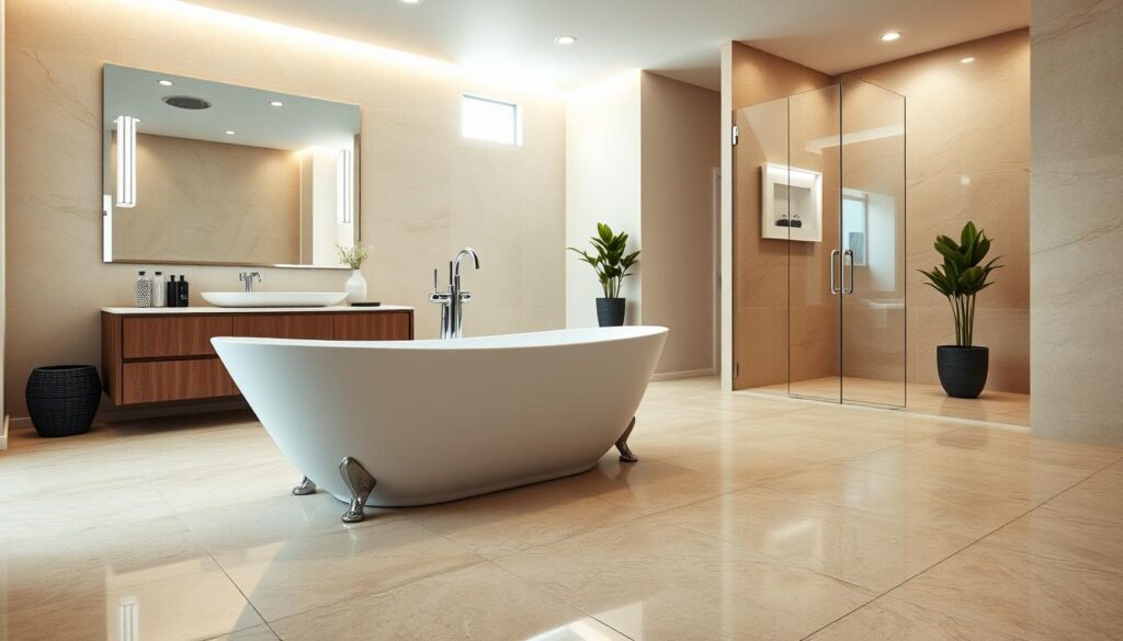 Große Fliesen und Raumwirkung im Badezimmer Große Fliesen und Raumwirkung im Badezimmer