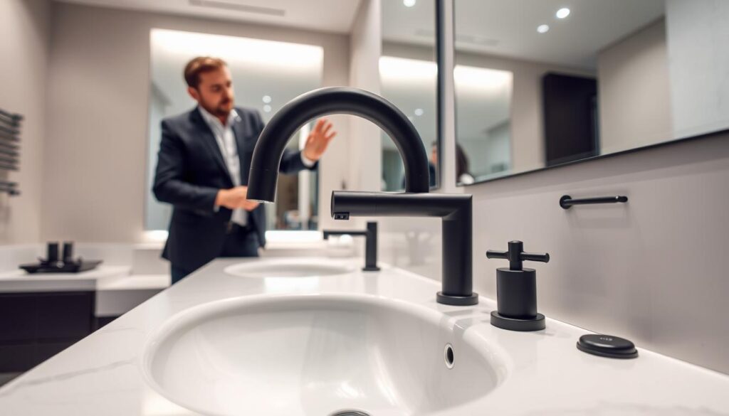 Installation von schwarzen Armaturen