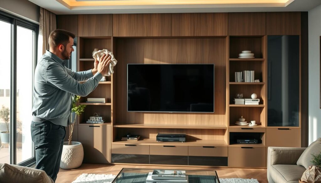 Pflege und Wartung einer TV-Wand