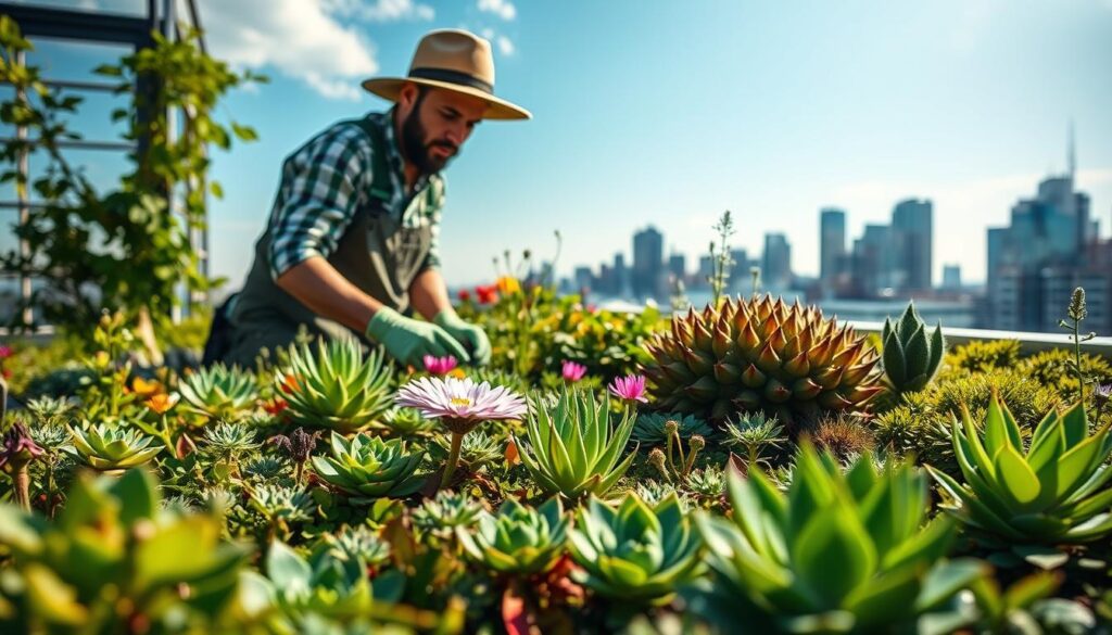Regelmäßige Pflege einer Dachbegrünung