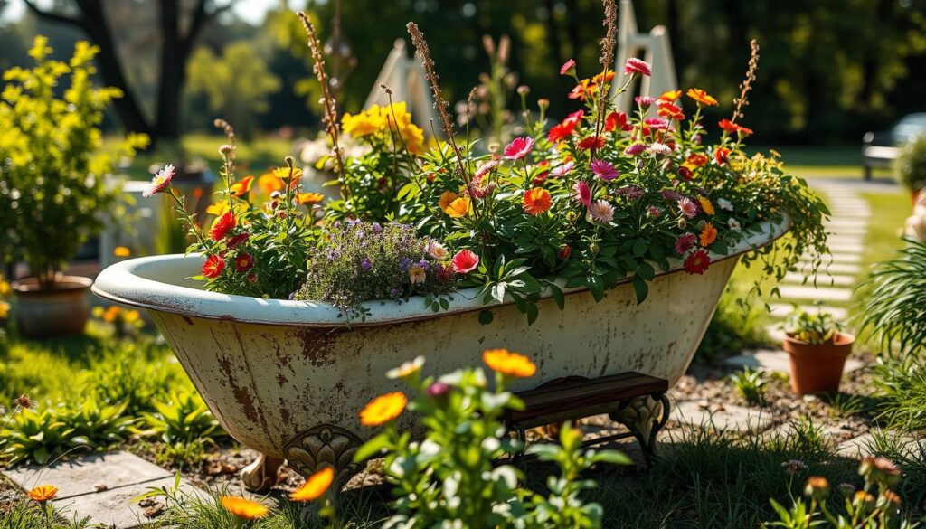 alte badewanne als pflanzschale