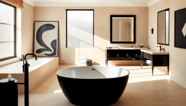badezimmer beige schwarz