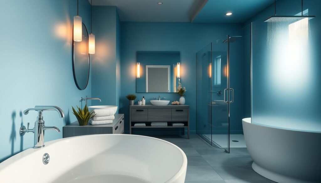 blaue badezimmerideen