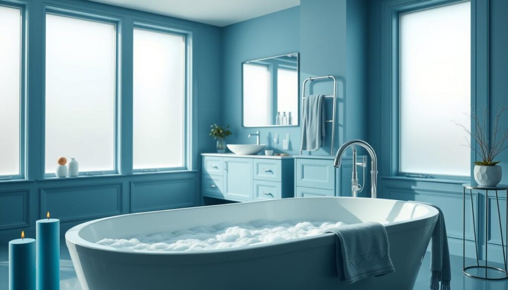 blaues badezimmerdeko