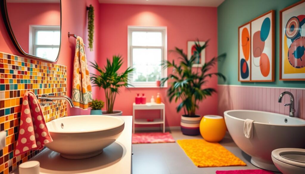 fröhliches badezimmerdesign