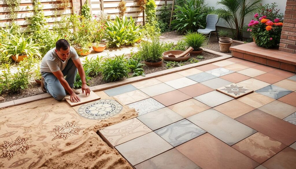 garten fliesen verlegen