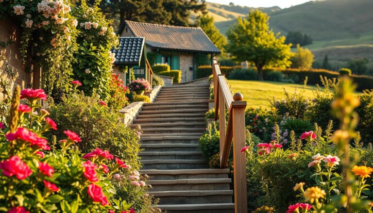 garten treppe landhausstil