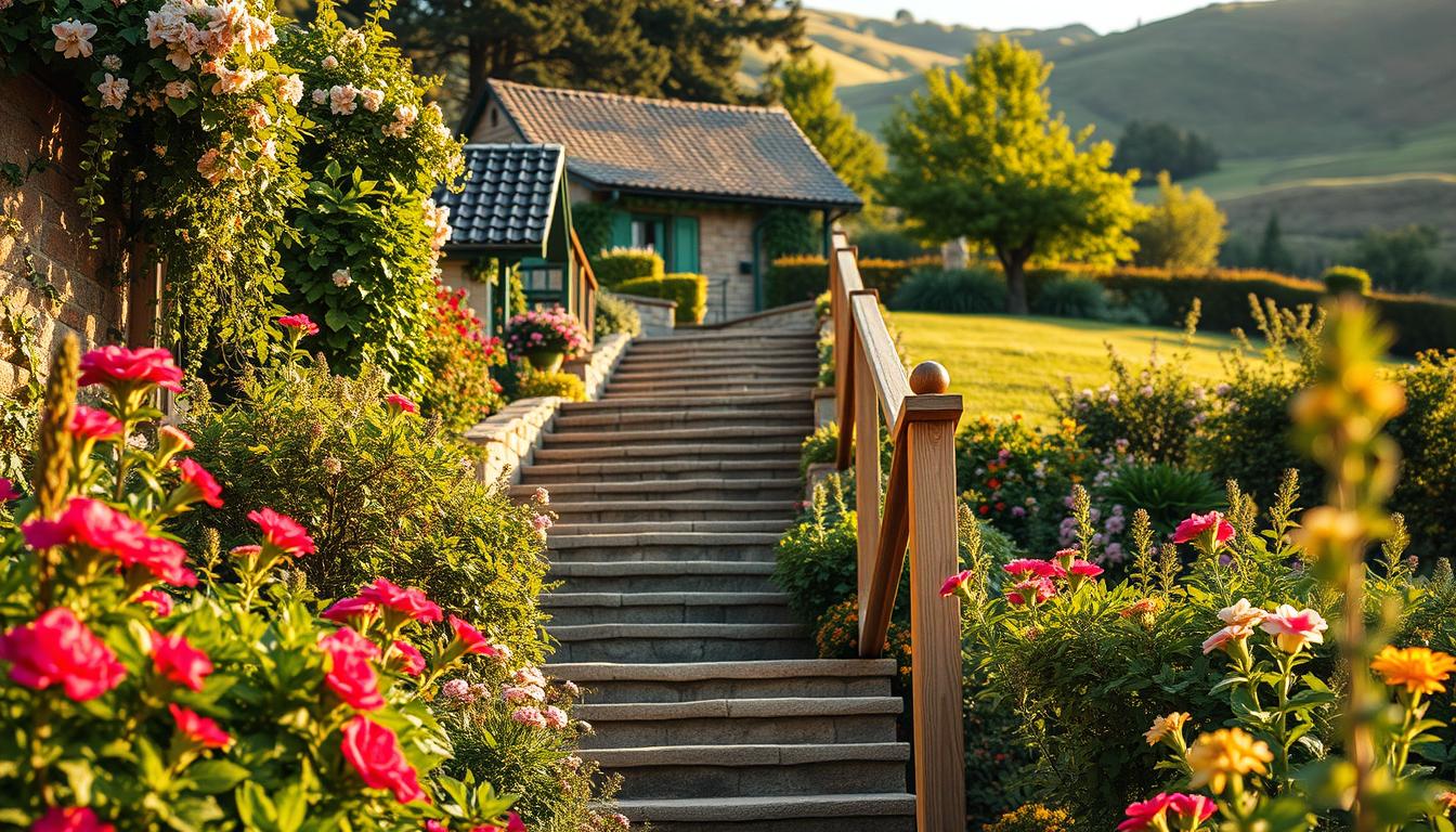 garten treppe landhausstil