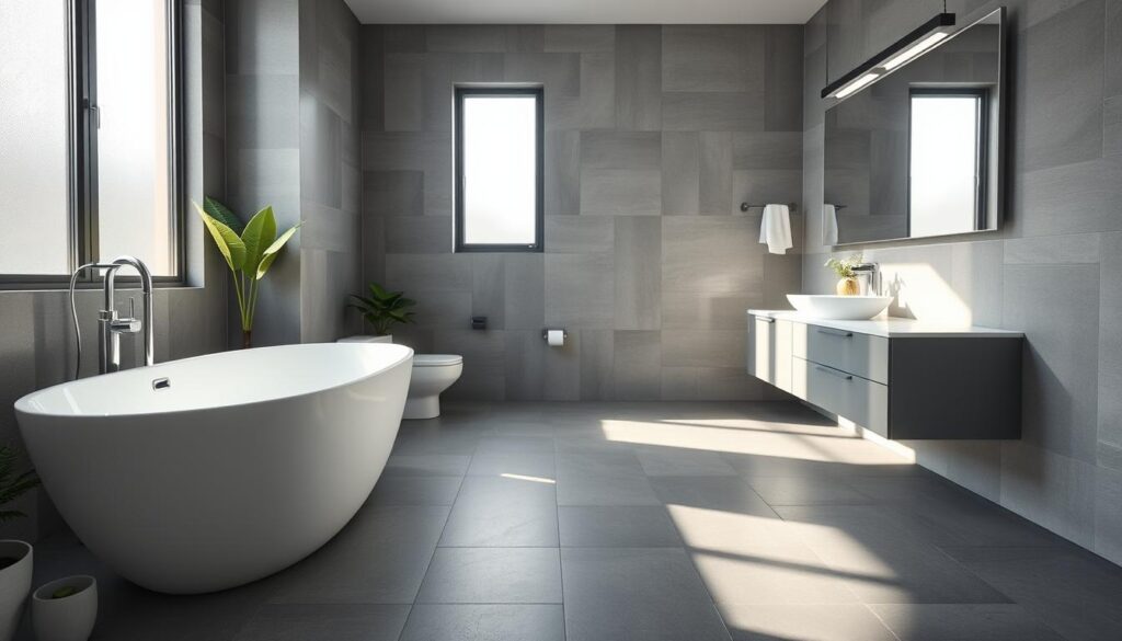 graue bodenfliesen bad