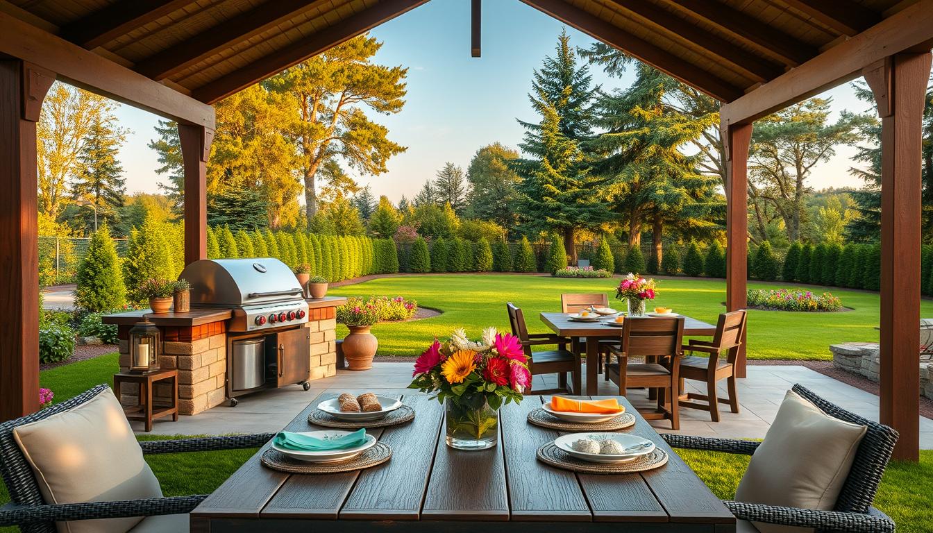 grillecke garten mit dach