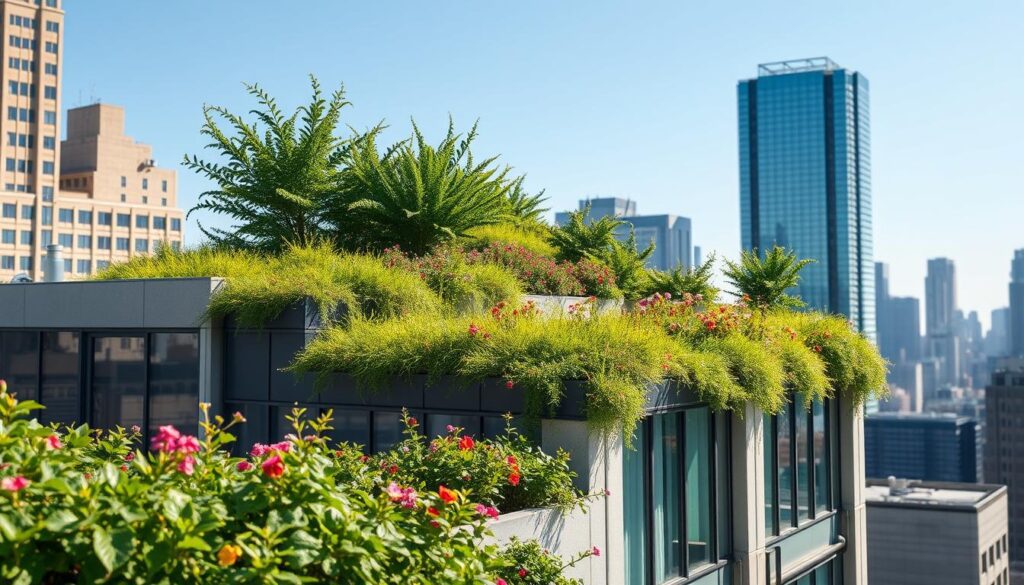 grünes Dach im urbanen Raum