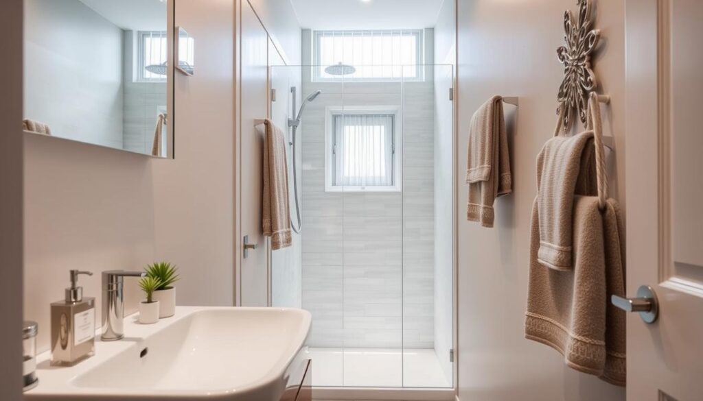 kleines schmales Badezimmer