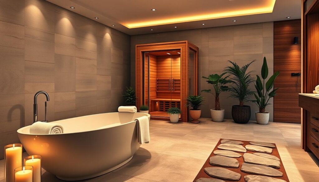 luxuriöses bad mit sauna