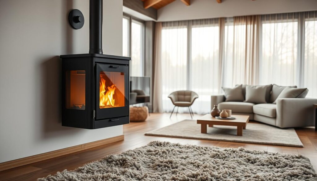 moderne holzofen wand