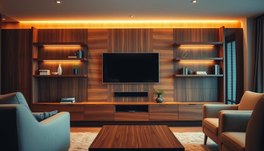 moderne tv wand holz