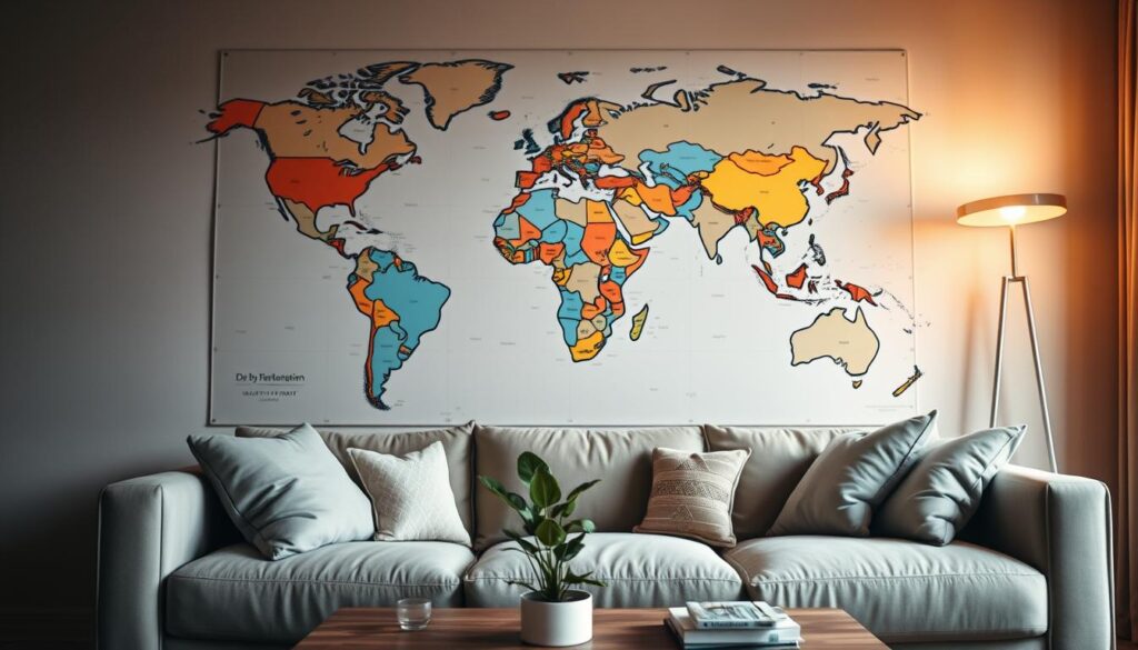 moderne weltkarte wand
