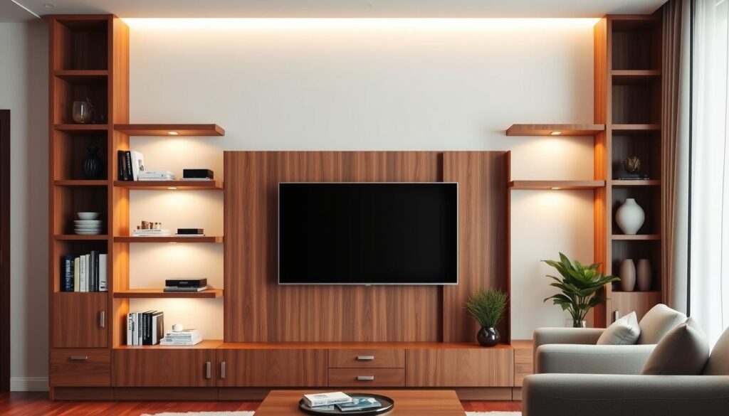 tv wand holz design