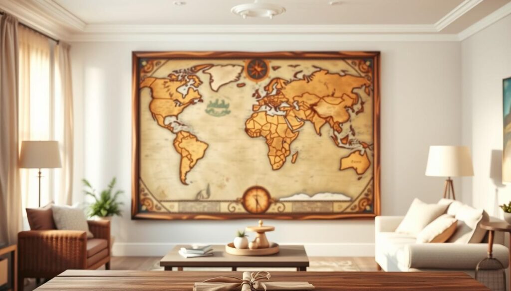 vintage weltkarte wand